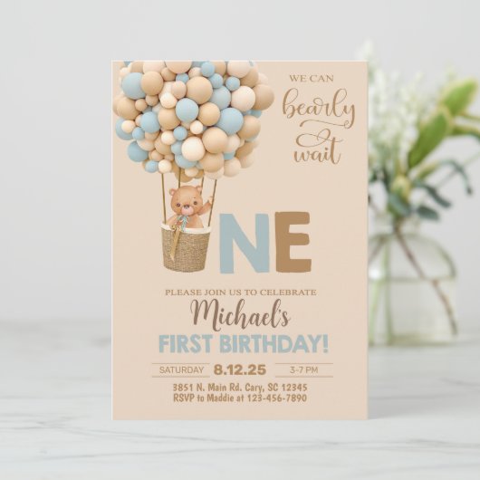 We kunnen bijna wachten jongen 1e verjaardag uitno kaart (Staand voorkant)