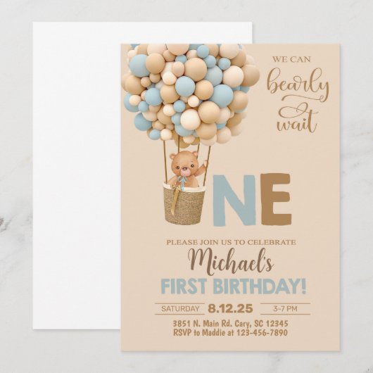 We kunnen bijna wachten jongen 1e verjaardag uitno kaart (Voorkant / Achterkant)