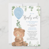 We kunnen bijna wachten jongen baby shower ballon kaart (Voorkant)