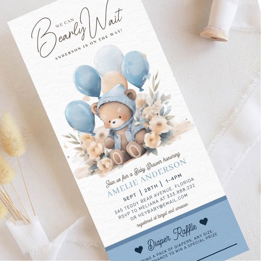 We kunnen bijna wachten jongen Baby shower luier l Kaart