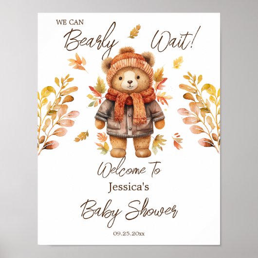 We kunnen bijna wachten laat Baby shower Poster (Voorkant)