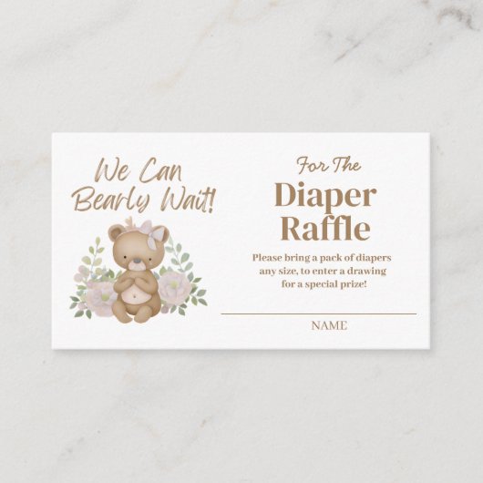 We kunnen bijna wachten luier Raffle behuizing Kaa Informatiekaartje (Voorkant)