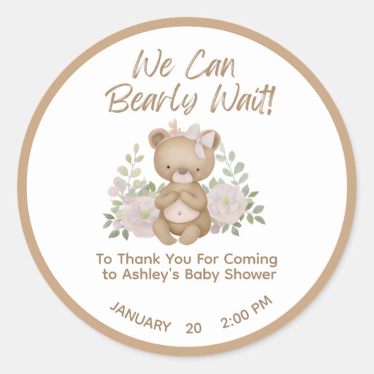 We kunnen bijna wachten meisje Baby shower dank je Ronde Sticker (Voorkant)