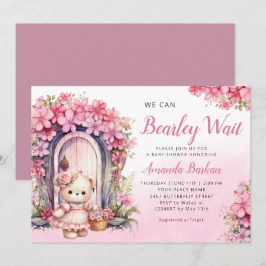 We kunnen bijna wachten Meisje roze Boho Baby show Kaart (Voorkant / Achterkant)