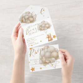 We kunnen bijna wachten met Baby showers ballonnen All In One Uitnodiging