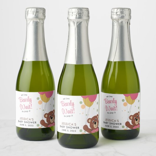 We kunnen bijna wachten om het te Poppen Leuke Bab Sparkling Wijnetiket (Flessen)