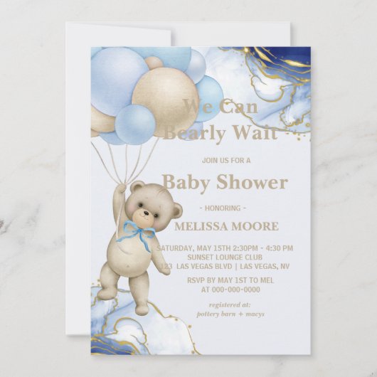 We kunnen bijna wachten op abstract blauw goud kaart (Voorkant)