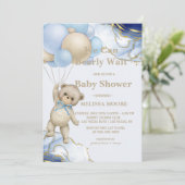 We kunnen bijna wachten op abstract blauw goud kaart (Staand voorkant)