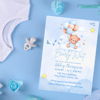 We kunnen bijna wachten op Baby Boy Shower Kaart