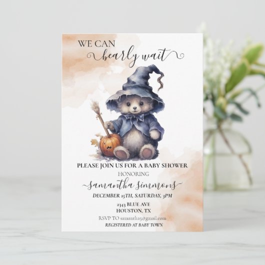 We kunnen bijna wachten op Baby shower Halloween T Kaart (Staand voorkant)