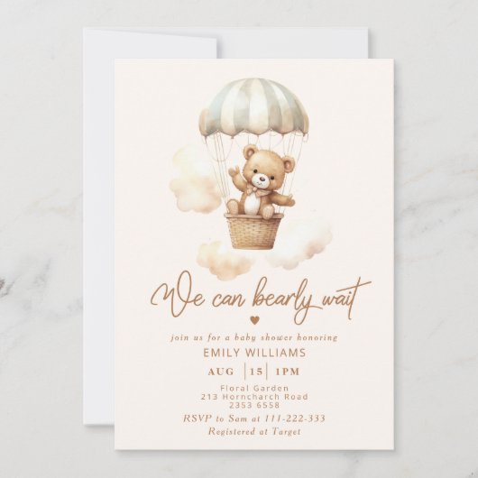 We kunnen bijna wachten op baby shower met een luc kaart (Voorkant)