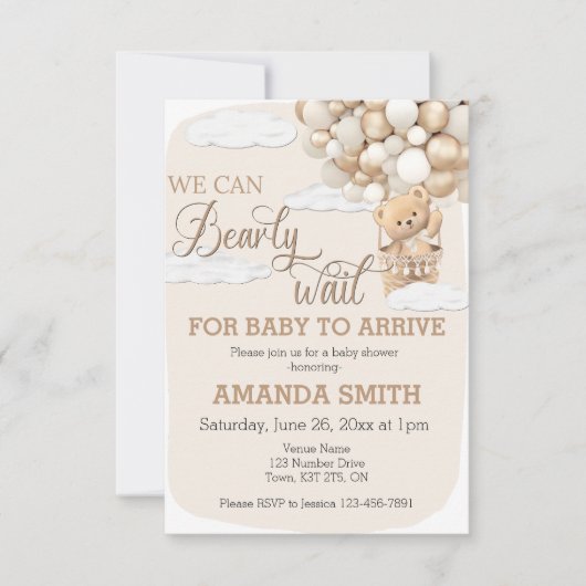 We kunnen bijna wachten op Baby shower uitnodiging (Voorkant)