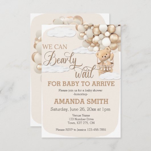 We kunnen bijna wachten op Baby shower uitnodiging (Voorkant / Achterkant)