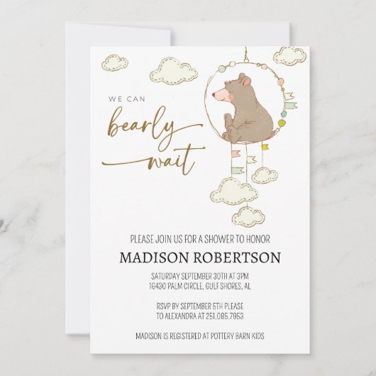 We kunnen bijna wachten op Baby shower uitnodiging (Voorkant)