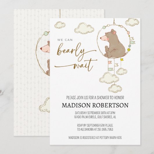 We kunnen bijna wachten op Baby shower uitnodiging (Voorkant / Achterkant)