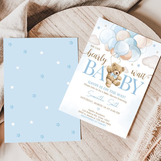 We kunnen bijna wachten op Beer ballon Baby shower Kaart