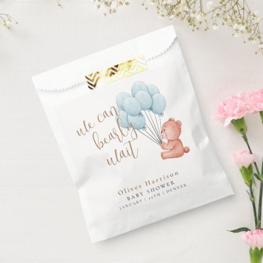 We kunnen bijna wachten op Beer Blue Balloon Baby  Bedankzakje (Gezegeld)