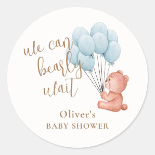 We kunnen bijna wachten op Beer Blue Balloon Baby Ronde Sticker