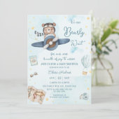 We kunnen bijna wachten op Beer Blue Plane Boy Bab Kaart (Staand voorkant)