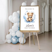 We kunnen bijna wachten op Blue Baby shower Welkom Poster