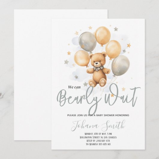 We kunnen bijna wachten op Blue Beige Beer Baby sh Kaart (Voorkant / Achterkant)