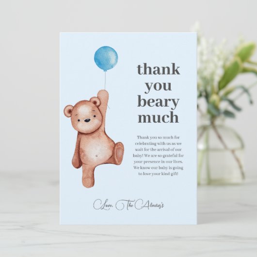 We kunnen bijna wachten op Boy Baby shower bedankj Bedankkaart (Staand voorkant)