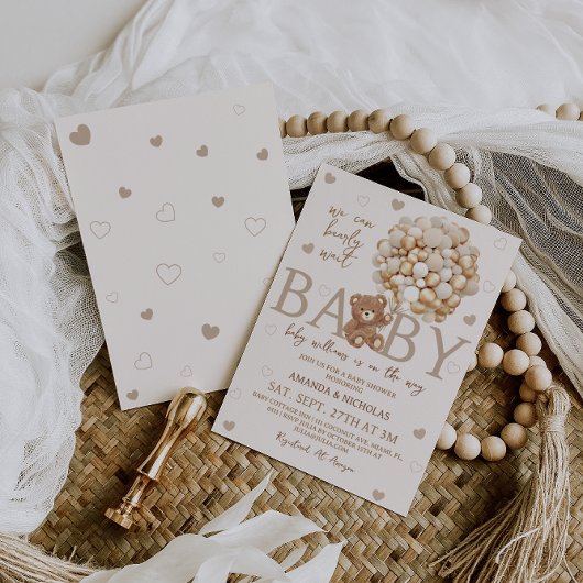 We kunnen bijna wachten op bruin Beer Baby shower Kaart