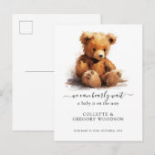 We kunnen bijna wachten op de zwangerschap van Ted Aankondigingskaart (Voorkant / Achterkant)