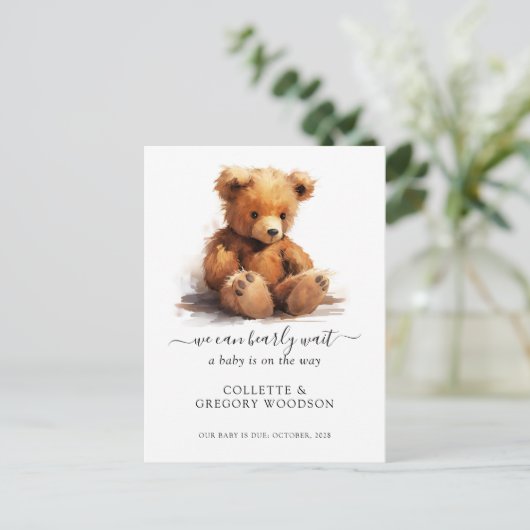 We kunnen bijna wachten op de zwangerschap van Ted Aankondigingskaart (Staand voorkant)