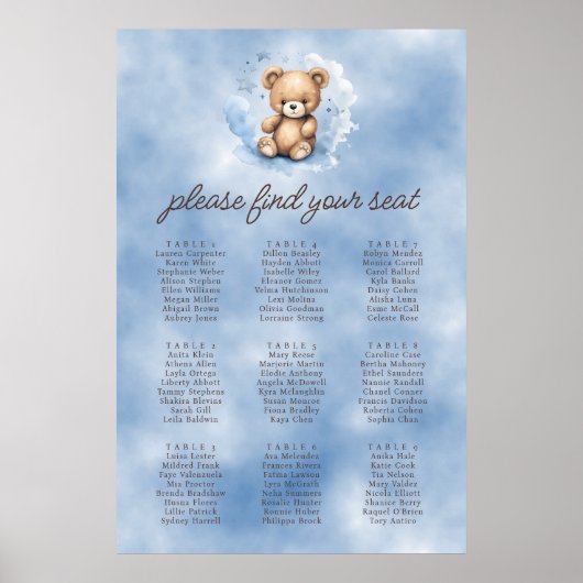 We kunnen bijna wachten op een blauw Baby shower Poster (Voorkant)