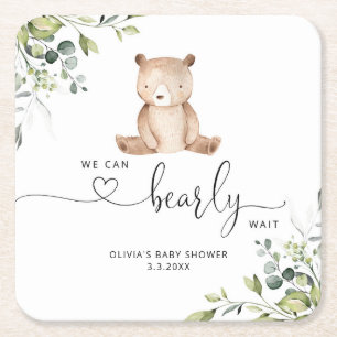 We kunnen bijna wachten op eucalyptus baby shower kartonnen onderzetters