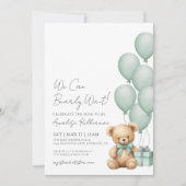 We kunnen bijna wachten op groen Beer Baby shower Kaart (Voorkant)