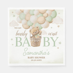 We kunnen bijna wachten op groen Beer Baby shower Servet