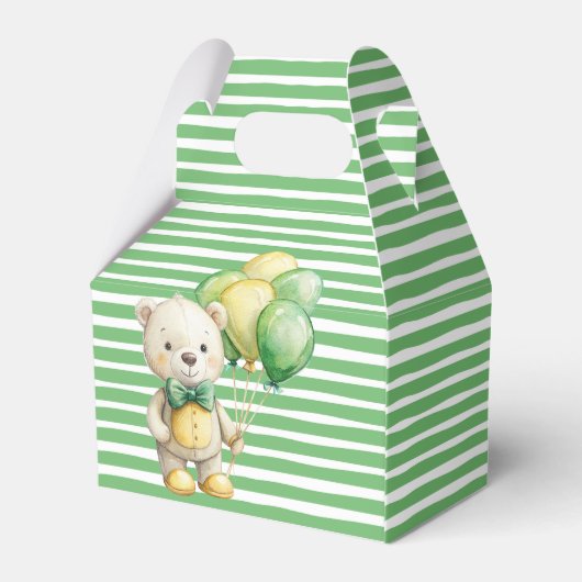 We kunnen bijna wachten op groen teddybeer baby sh bedankdoosjes (Achterkant)