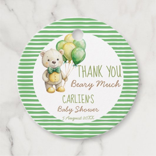 We kunnen bijna wachten op groen teddybeer baby sh bedankjes labels (Voorkant)