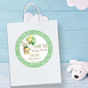 We kunnen bijna wachten op groen teddybeer baby sh ronde sticker