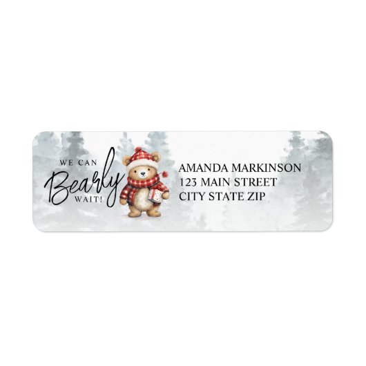 We kunnen bijna wachten op het Baby shower Etiket (Voorkant)