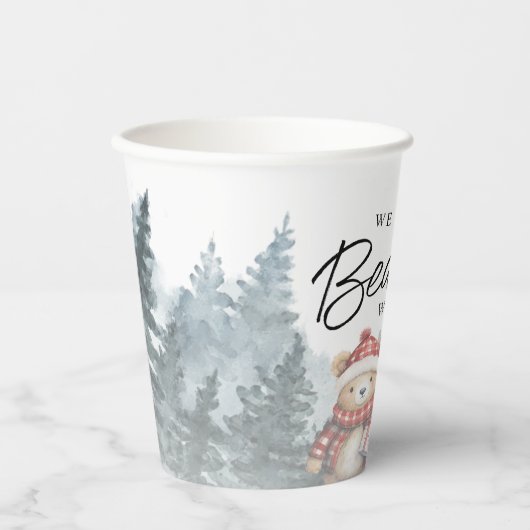 We kunnen bijna wachten op het Baby shower Papieren Bekers (Voorkant)