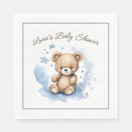 We kunnen bijna wachten op Pastel Blue Baby shower Servet (Voorkant)