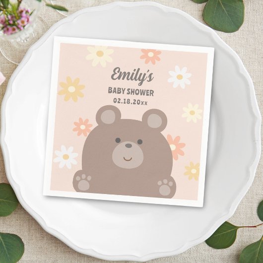 We kunnen bijna wachten op Pink Daisies Girl Baby  Servet