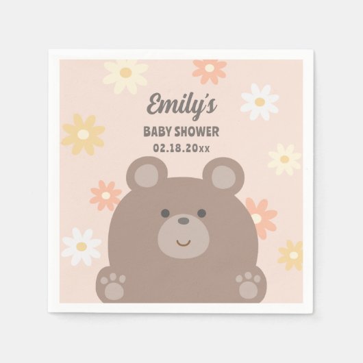 We kunnen bijna wachten op Pink Daisies Girl Baby Servet (Voorkant)