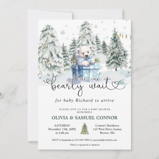 We kunnen bijna wachten op Polar Beer Baby shower Kaart (Voorkant)