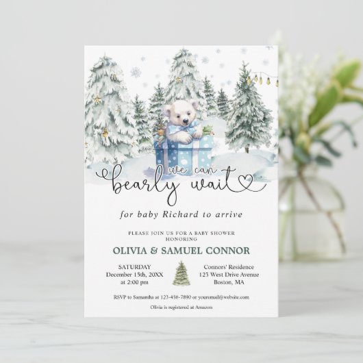 We kunnen bijna wachten op Polar Beer Baby shower Kaart (Staand voorkant)