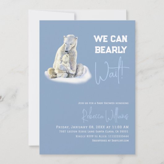 We kunnen bijna wachten op Polar Beer Winter Baby  Kaart (Voorkant)