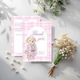 We kunnen bijna wachten op roze klassieke plaid ba bedankkaart