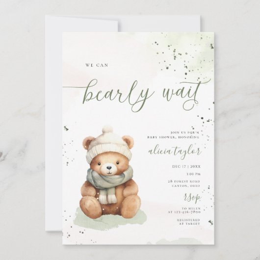 We kunnen bijna wachten op Sage Baby shower uitnod Kaart (Voorkant)