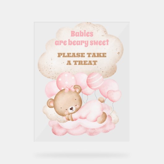 We kunnen bijna wachten op Schattige roze Beer gun Acryl Bord (Voorkant)