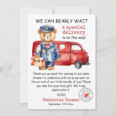 We kunnen bijna wachten op speciale levering Baby  Bedankkaart (Voorkant)