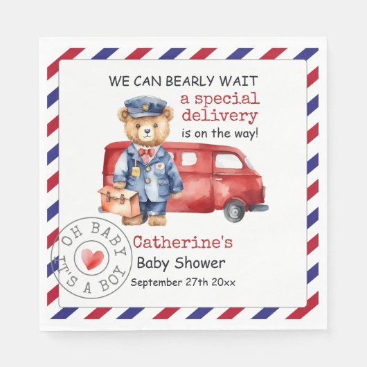 We kunnen bijna wachten op speciale levering Baby  Servet (Voorkant)