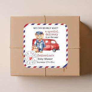 We kunnen bijna wachten op speciale levering Baby Vierkante Sticker